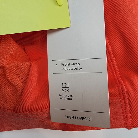 New All in Motion Tangerine Orange Sports Bra High Support Zip Front 34DD - Picture 2 of 8